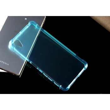 Силиконовый матовый полупрозрачный чехол с усиленными углами для Sony Xperia X Performance Голубой