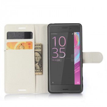 Чехол портмоне подставка на силиконовой основе на крепежной застежке для Sony Xperia X Белый