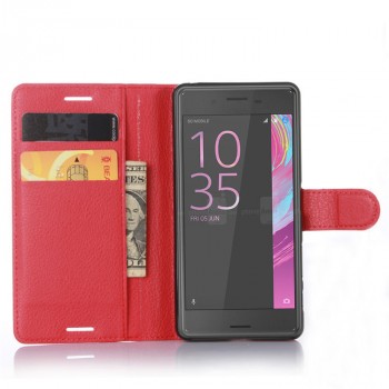 Чехол портмоне подставка на силиконовой основе на крепежной застежке для Sony Xperia X Красный