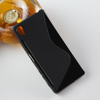 Силиконовый матовый полупрозрачный чехол с дизайнерской текстурой S для Sony Xperia X Черный