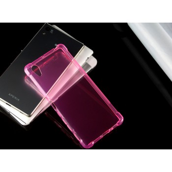 Силиконовый матовый полупрозрачный чехол с усиленными углами для Sony Xperia X  Розовый