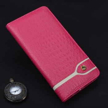 Кожаный чехол горизонтальная книжка подставка (премиум нат. кожа крокодила) для Huawei P9 Розовый