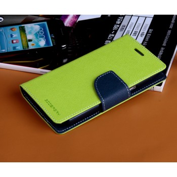 Дизайнерский текстурный чехол портмоне подставка на силиконовой основе с магнитной защелкой для Samsung Galaxy Win Зеленый