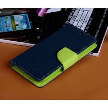 Дизайнерский текстурный чехол портмоне подставка на силиконовой основе с магнитной защелкой для Samsung Galaxy Win Синий