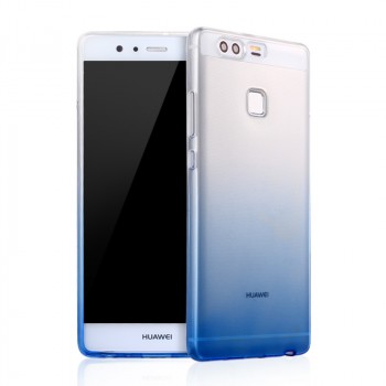 Силиконовый матовый полупрозрачный градиентный чехол для Huawei P9 Синий