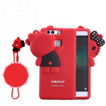 Силиконовый матовый непрозрачный дизайнерский фигурный чехол для Huawei P9 Красный