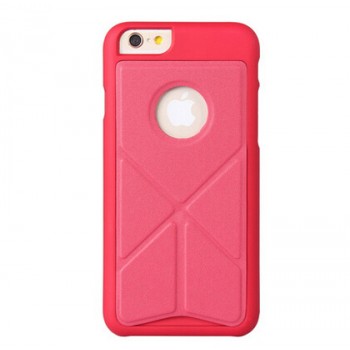 Пластиковый непрозрачный матовый чехол с подставкой оригами для Iphone 6 Plus/6s Plus Красный