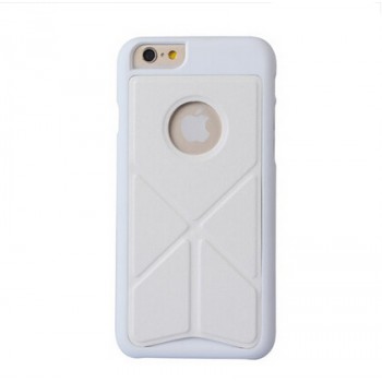 Пластиковый непрозрачный матовый чехол с подставкой оригами для Iphone 6/6s Белый