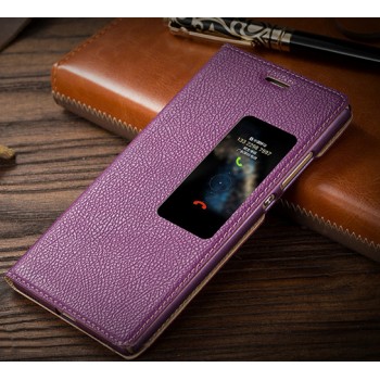 Кожаный чехол горизонтальная книжка подставка на пластиковой основе с окном вызова для Huawei P9 Фиолетовый