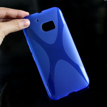 Силиконовый матовый полупрозрачный чехол с дизайнерской текстурой X для HTC 10  Синий