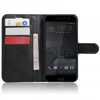 Чехол портмоне подставка на силиконовой основе на магнитной защелке для HTC 10 Черный