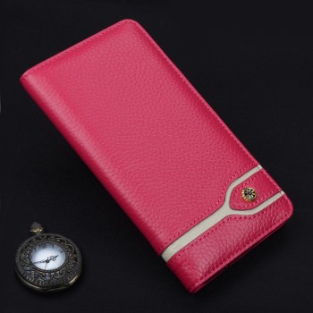 Кожаный чехол горизонтальная книжка (премиум нат. кожа) для Meizu Pro 6 Розовый