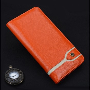 Кожаный чехол горизонтальная книжка (премиум нат. кожа) для Meizu Pro 6 Оранжевый
