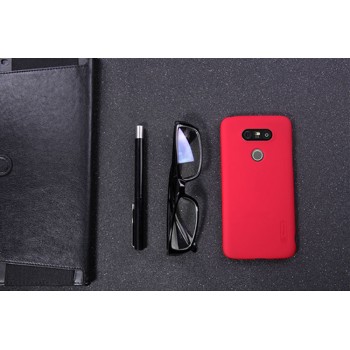 Пластиковый непрозрачный матовый нескользящий премиум чехол для LG G5 Красный