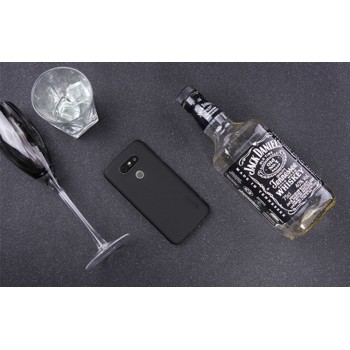 Пластиковый непрозрачный матовый нескользящий премиум чехол для LG G5 Черный
