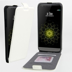 Чехол вертикальная книжка на силиконовой основе с отсеком для карт на магнитной защелке для LG G5 Белый