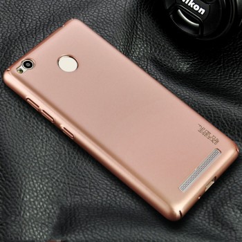 Пластиковый непрозрачный матовый чехол металлик с защитой торцов для Xiaomi RedMi 3 Pro/3S Розовый