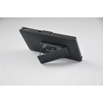Антиударный поликарбонатный чехол с независимым защитным модулем для экрана на клипсе под ремень и ножкой-подставкой для Sony Xperia Z3 Compact