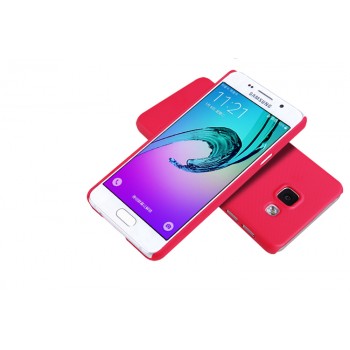 Пластиковый непрозрачный матовый нескользящий премиум чехол с повышенной шероховатостью для Samsung Galaxy A3 (2016)  Красный