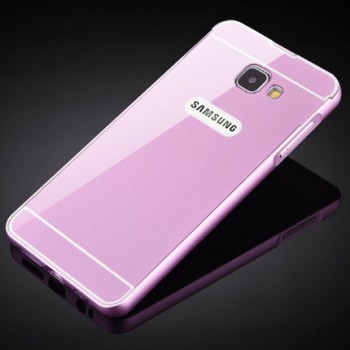 Двухкомпонентный чехол c металлическим бампером с поликарбонатной накладкой для Samsung Galaxy A3 (2016) Розовый