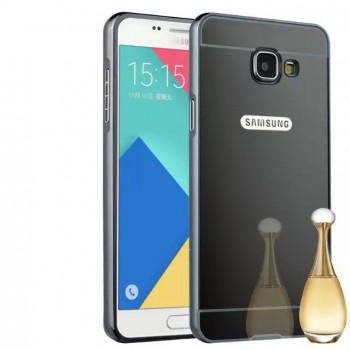 Двухкомпонентный чехол c металлическим бампером с поликарбонатной накладкой и зеркальным покрытием для Samsung Galaxy A3 (2016)