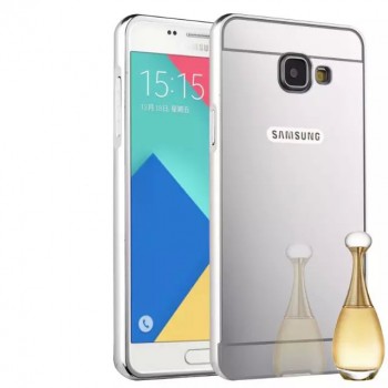 Двухкомпонентный чехол c металлическим бампером с поликарбонатной накладкой и зеркальным покрытием для Samsung Galaxy A3 (2016) Белый