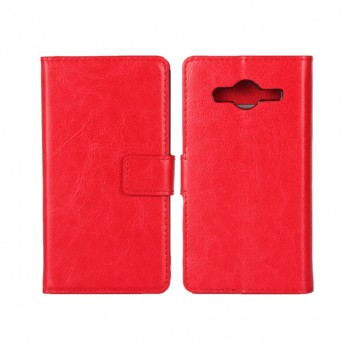 Глянцевый водоотталкивающий чехол портмоне подставка на силиконовой основе на магнитной защелке для Samsung Galaxy Core 2 Красный