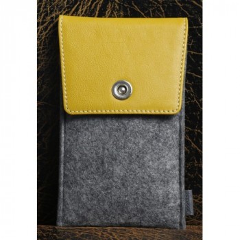 Войлочный мешок с кожаной отделкой и отсеком для карт для Samsung Galaxy S6 Edge  Желтый