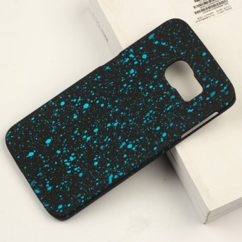 Пластиковый непрозрачный матовый чехол с голографическим принтом Звезды для Samsung Galaxy S6 Edge  Голубой