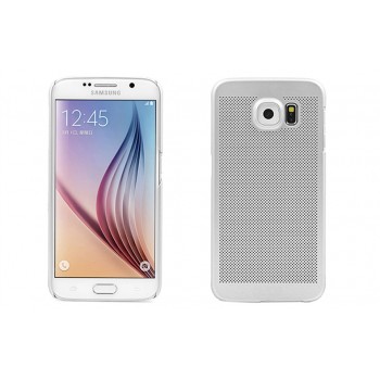 Пластиковый непрозрачный матовый чехол текстура Точки для Samsung Galaxy S6 Edge  Белый