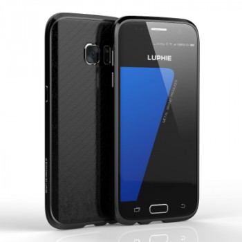 Двухкомпонентный чехол c металлическим бампером и кожаной накладкой для Samsung Galaxy S7 Черный