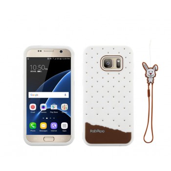 Силиконовый матовый непрозрачный дизайнерский фигурный чехол для Samsung Galaxy S7 Белый