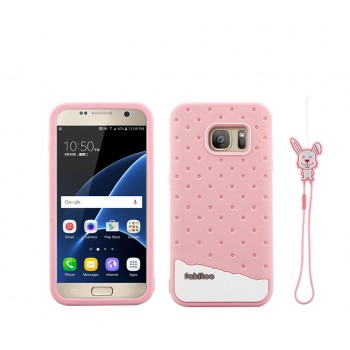 Силиконовый матовый непрозрачный дизайнерский фигурный чехол для Samsung Galaxy S7 Розовый