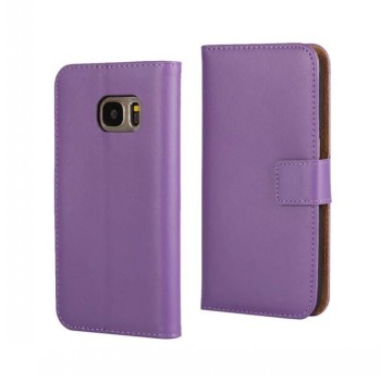 Чехол портмоне подставка на пластиковой основе на магнитной защелке для Samsung Galaxy S7 Фиолетовый