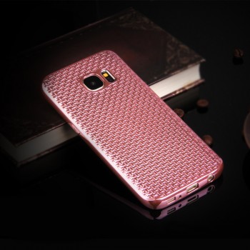 Силиконовый матовый непрозрачный чехол с текстурным покрытием Металлик для Samsung Galaxy S7 Розовый