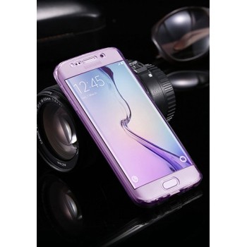 Двухкомпонентный силиконовый матовый полупрозрачный чехол горизонтальная книжка с акриловой полноразмерной транспарентной смарт крышкой для Samsung Galaxy S7 Edge Фиолетовый