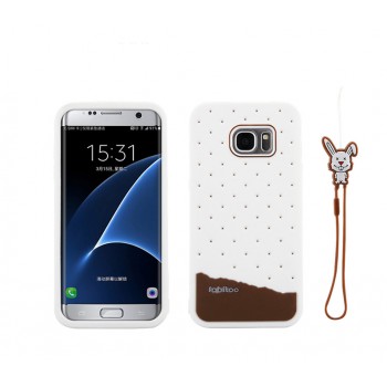 Силиконовый матовый непрозрачный дизайнерский фигурный чехол для Samsung Galaxy S7 Edge  Белый