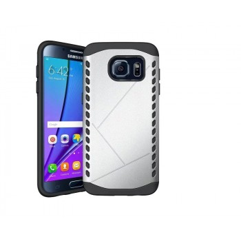 Противоударный двухкомпонентный силиконовый матовый непрозрачный чехол с поликарбонатными вставками экстрим защиты для Samsung Galaxy S7 Edge  Белый
