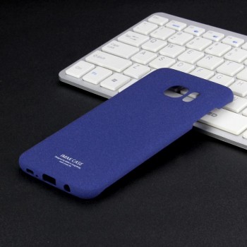 Пластиковый непрозрачный матовый чехол с повышенной шероховатостью для Samsung Galaxy S7 Edge  Синий