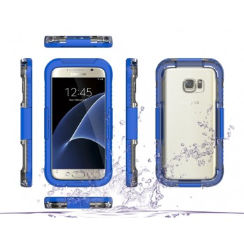 Пластиковый водостойкий полупрозрачный матовый чехол с улучшенной защитой элементов корпуса для Samsung Galaxy S7 Edge Синий