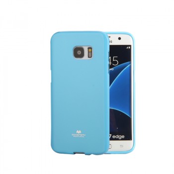Силиконовый глянцевый непрозрачный чехол для Samsung Galaxy S7 Edge  Голубой