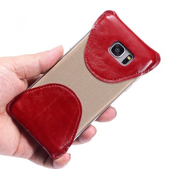 Кожаный мешок каркас для Samsung Galaxy S7 Edge  Красный