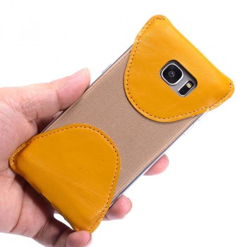 Кожаный мешок каркас для Samsung Galaxy S7 Edge  Желтый