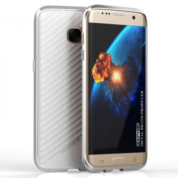 Двухкомпонентный премиум чехол c металлическим бампером с поликарбонатной накладкой для Samsung Galaxy S7 Edge  Белый