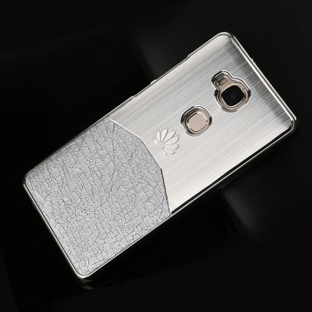 Пластиковый непрозрачный матовый чехол текстура Металл для Huawei Honor 5X Белый