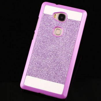 Пластиковый непрозрачный матовый чехол текстура Металл для Huawei Honor 5X  Фиолетовый