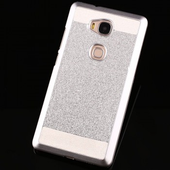 Пластиковый непрозрачный матовый чехол текстура Металл для Huawei Honor 5X  Белый