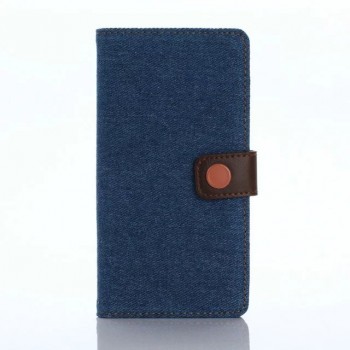 Чехол портмоне подставка на силиконовой основе с тканевым покрытием на магнитной защелке для Sony Xperia X  Синий