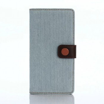 Чехол портмоне подставка на силиконовой основе с тканевым покрытием на магнитной защелке для Sony Xperia X  Голубой