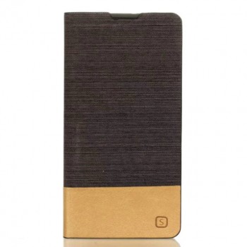 Чехол горизонтальная книжка подставка на силиконовой основе с тканевым покрытием для Sony Xperia X Черный